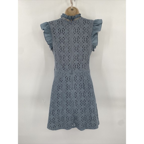 Altar'd State Dress Medium Blue Lace Short Sleeve Mini Fit & Flare BabyDoll - Picture 5 of 9